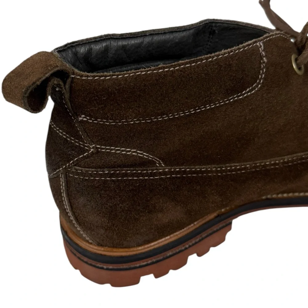 John Varvatos Mens Size US 12 Chukka Lace Up Brown Suede Hipster Cap Toe Boots